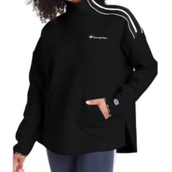 Champion Women's Sport Mock Neck Pullover White Black Sweater Sz S NWT - Picture 1 of 9